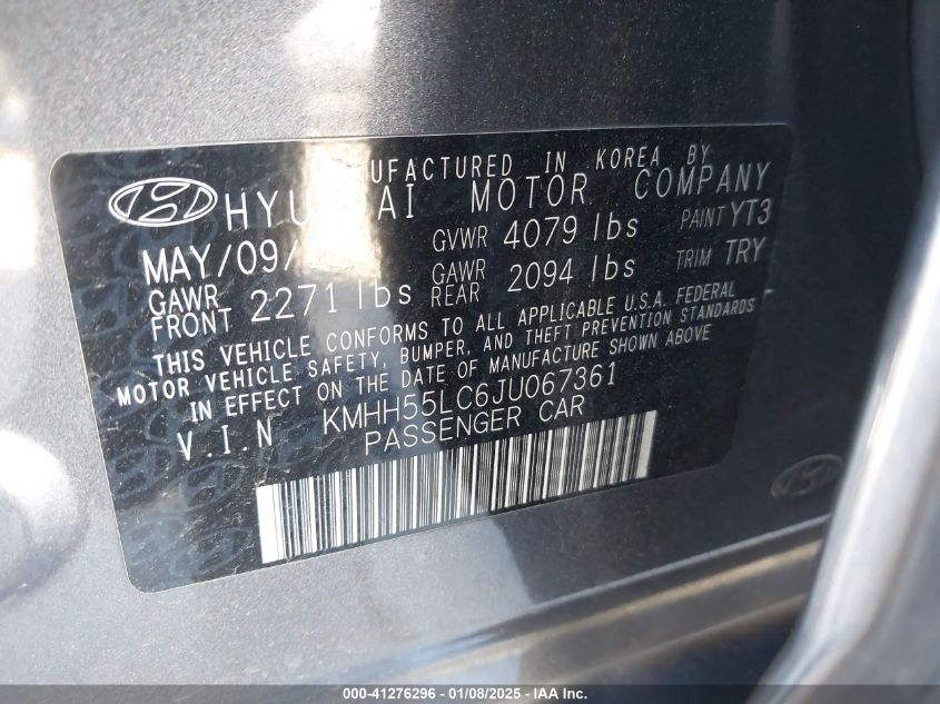 VIN KMHH55LC6JU067361 2018 HYUNDAI ELANTRA GT no.9