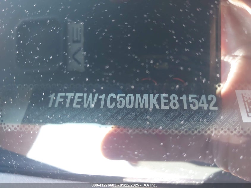 2021 FORD F-150 VIN: 1FTEW1C50MKE81542