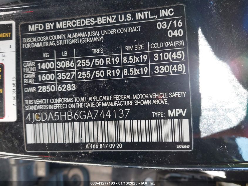 2016 MERCEDES-BENZ GLE 350 4MATIC - 4JGDA5HB6GA744137