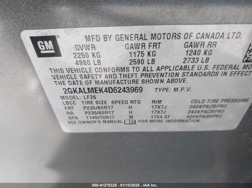 VIN 2GKALMEK4D6243969 2013 GMC TERRAIN no.9