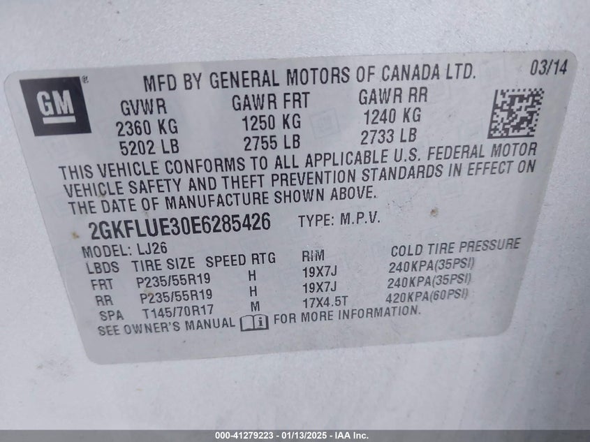 2014 GMC TERRAIN DENALI - 2GKFLUE30E6285426