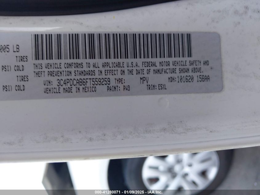 VIN 3C4PDCAB6FT559259 2015 Dodge Journey, American... no.9