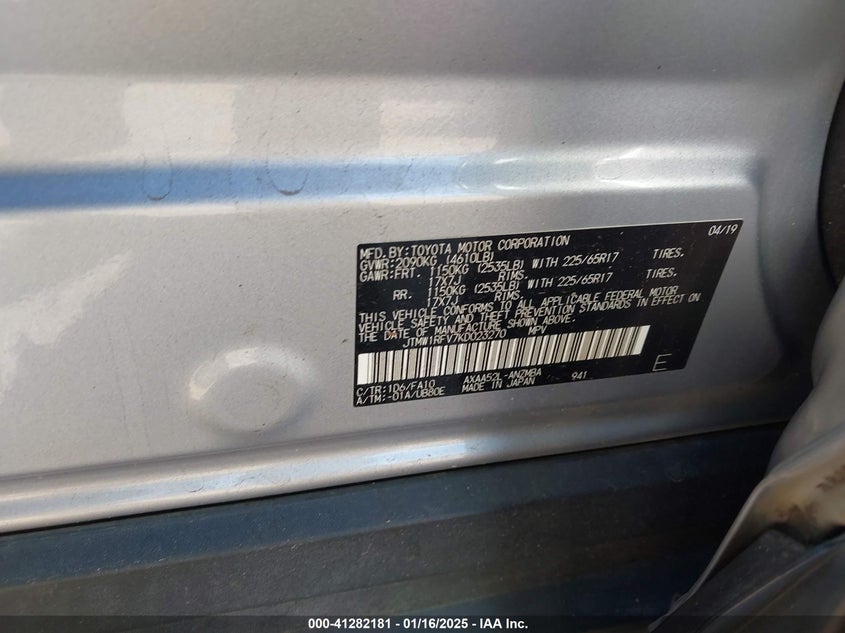 2019 TOYOTA RAV4 XLE - JTMW1RFV7KD023270