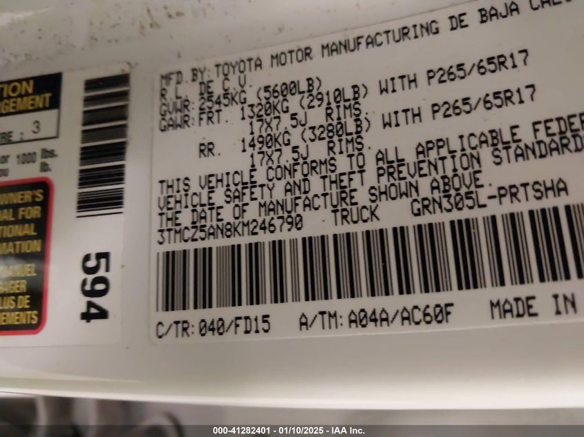 2019 TOYOTA TACOMA TRD SPORT - 3TMCZ5AN8KM246790