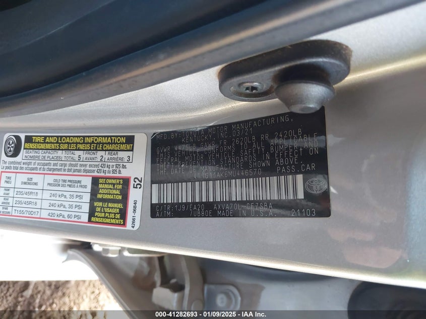 2021 TOYOTA CAMRY SE - 4T1G11AK6MU446570