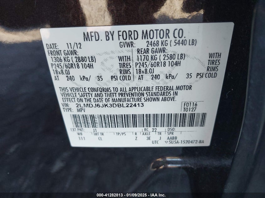 2013 LINCOLN MKX - 2LMDJ6JK3DBL22413