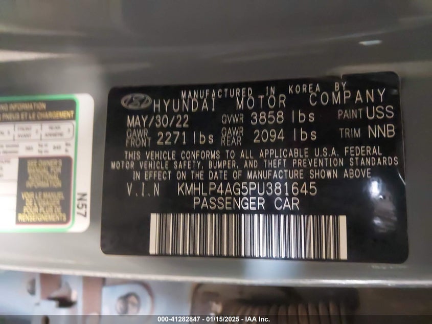 2023 HYUNDAI ELANTRA VIN: KMHLP4AG5PU381645