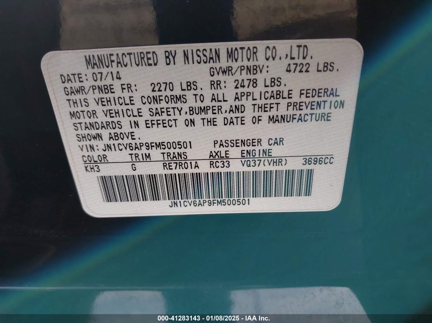 2015 INFINITI Q40 - JN1CV6AP9FM500501