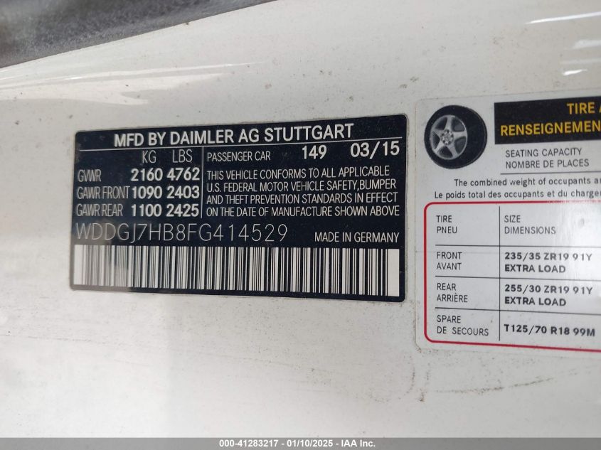 VIN WDDGJ7HB8FG414529 2015 Mercedes-Benz C 63 AMG no.9