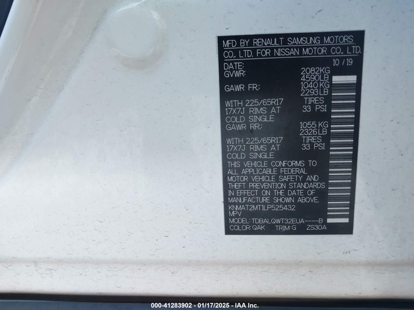 2020 NISSAN ROGUE SV FWD - KNMAT2MT1LP525432