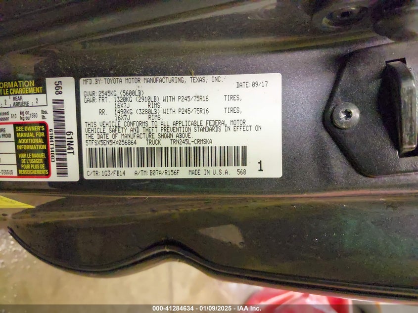 2017 TOYOTA TACOMA SR - 5TFSX5EN5HX056864