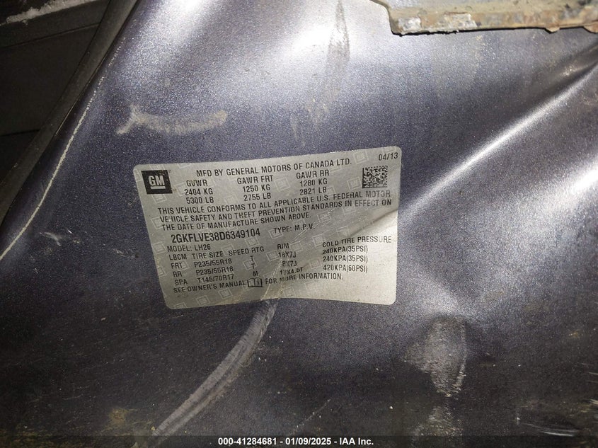 2013 GMC TERRAIN SLT-1 - 2GKFLVE38D6349104