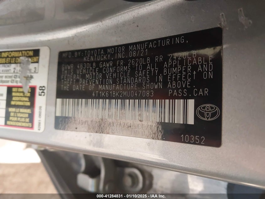 2021 TOYOTA CAMRY XSE - 4T1K61BK2MU047083