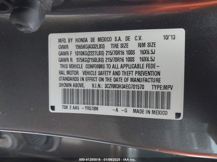 2014 HONDA CR-V LX - 003CZRM3H34EG7015