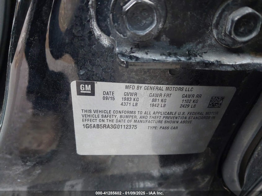 2016 CADILLAC ATS LUXURY - 1G6AB5RA3G0112375