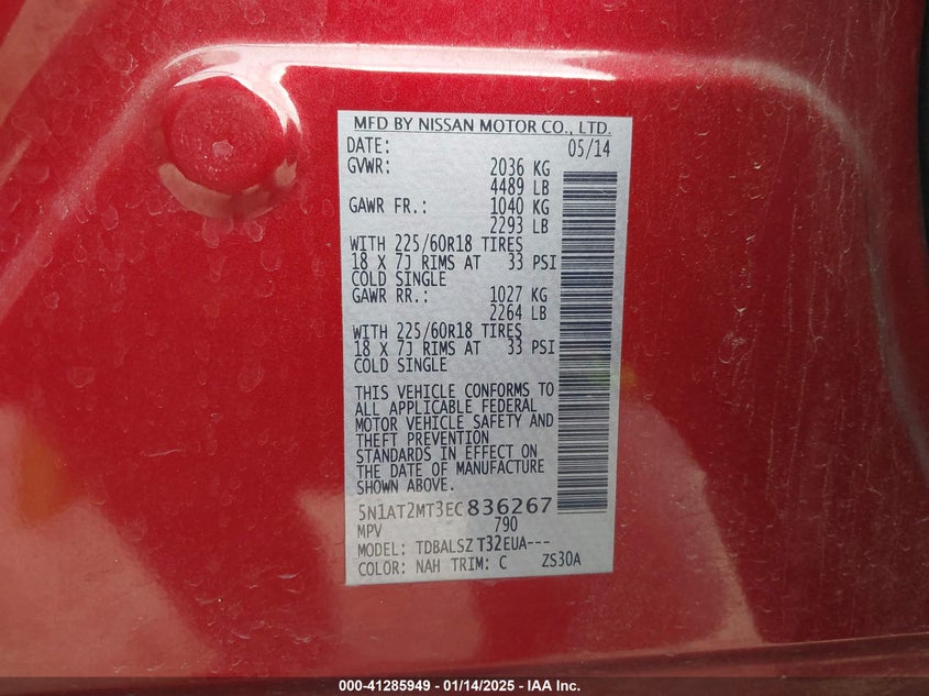 2014 NISSAN ROGUE SL - 5N1AT2MT3EC836267