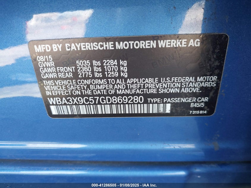 2016 BMW 335I GRAN TURISMO XDRIVE - WBA3X9C57GD869280