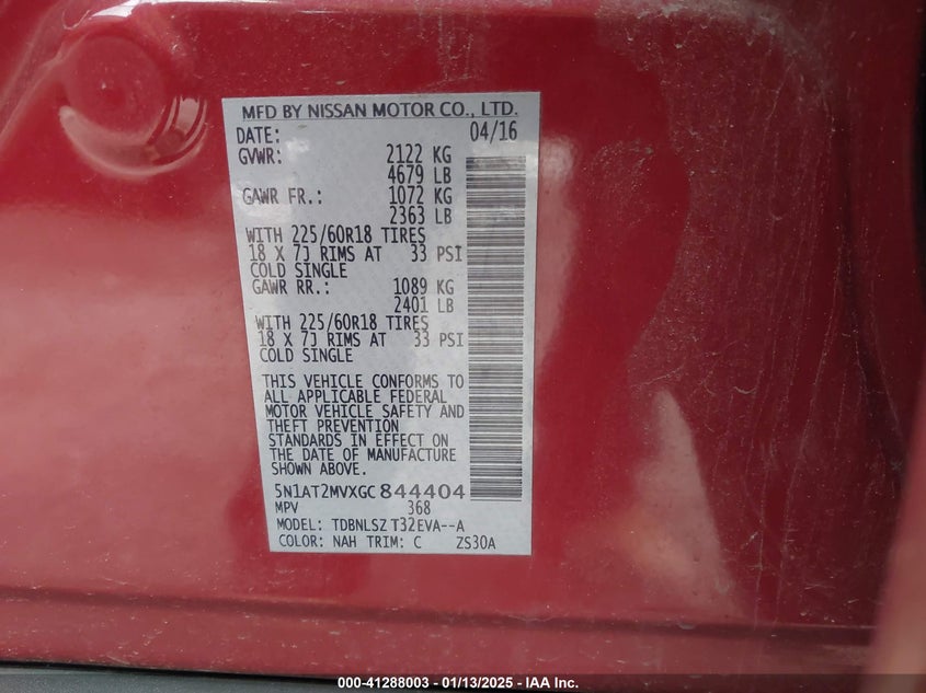 2016 NISSAN ROGUE SL - 5N1AT2MVXGC844404