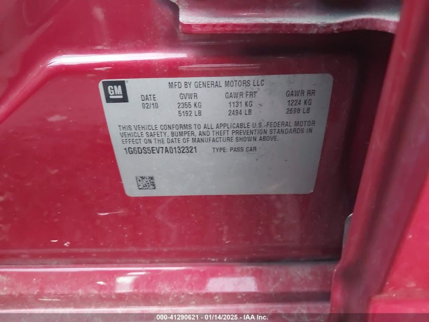 2010 Cadillac Cts Premium VIN: 1G6DS5EV7A0132321 Lot: 41290621