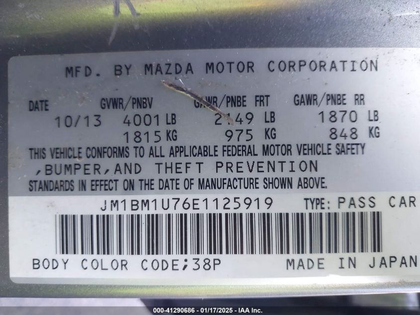 2014 MAZDA MAZDA3 I SPORT - JM1BM1U76E1125919