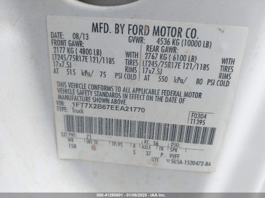 VIN 1FT7X2B67EEA21770 2014 FORD F-250 no.9