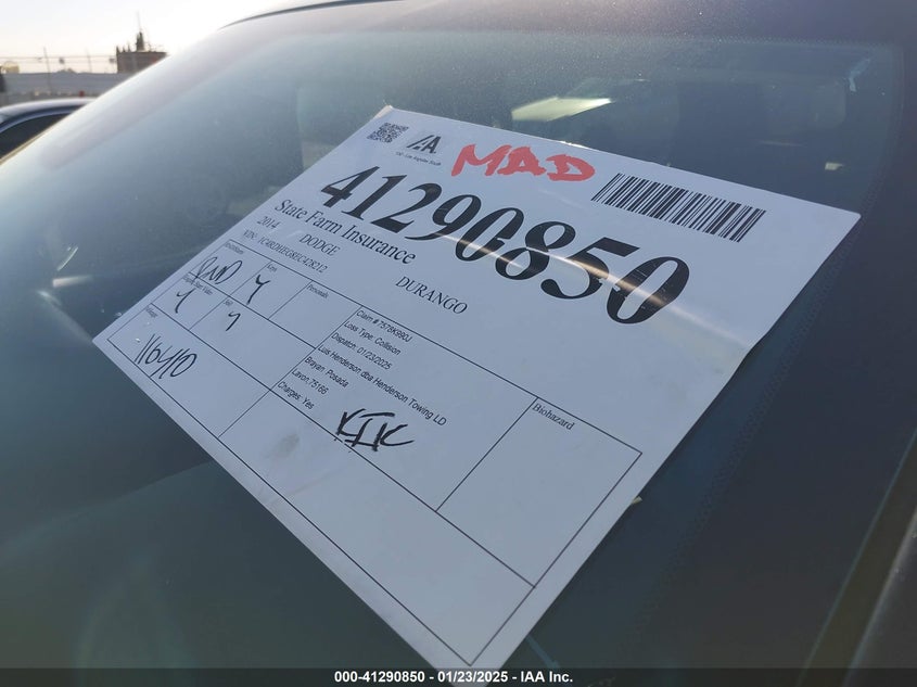 2014 DODGE DURANGO CITADEL - 1C4RDHEG8EC428212