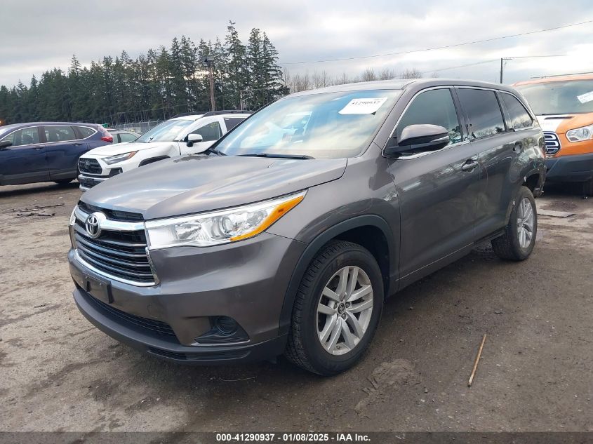 VIN 5TDZARFH6GS021187 2016 Toyota Highlander, LE no.2