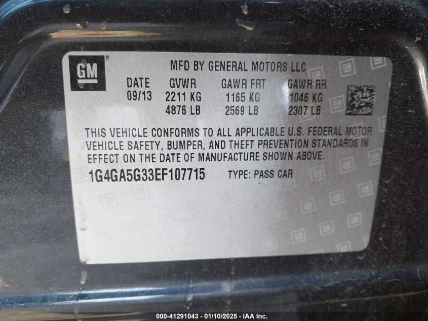 VIN 1G4GA5G33EF107715 2014 Buick Lacrosse no.9