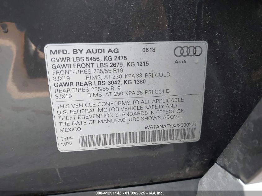 VIN WA1ANAFYXJ2209271 2018 Audi Q5, 2.0T Premium/2.... no.9