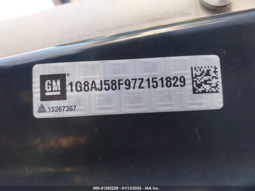 2007 SATURN ION VIN: 1G8AJ58F97Z151829