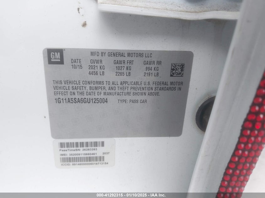 2016 CHEVROLET MALIBU LIMITED 1FL - 1G11A5SA6GU125004