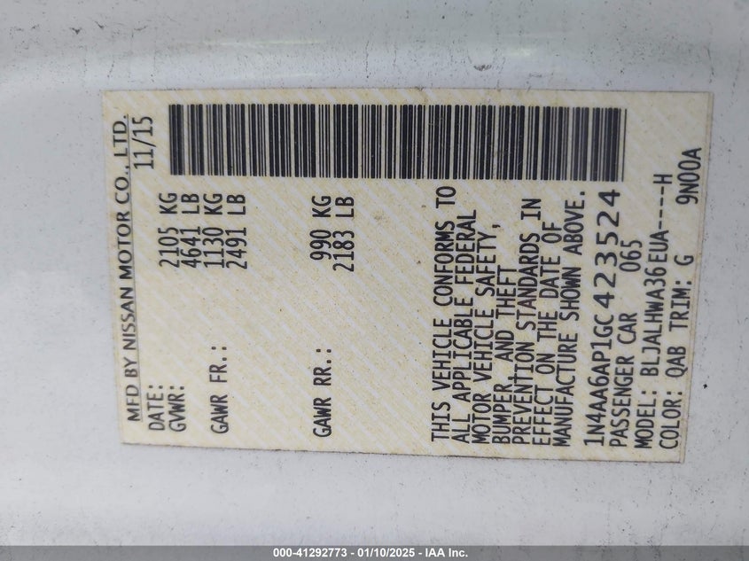 2016 NISSAN MAXIMA 3.5 PLATINUM - 1N4AA6AP1GC423524