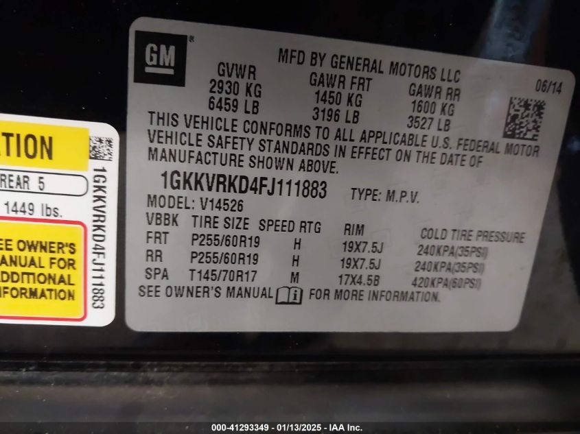 2015 GMC ACADIA SLT-1 - 1GKKVRKD4FJ111883