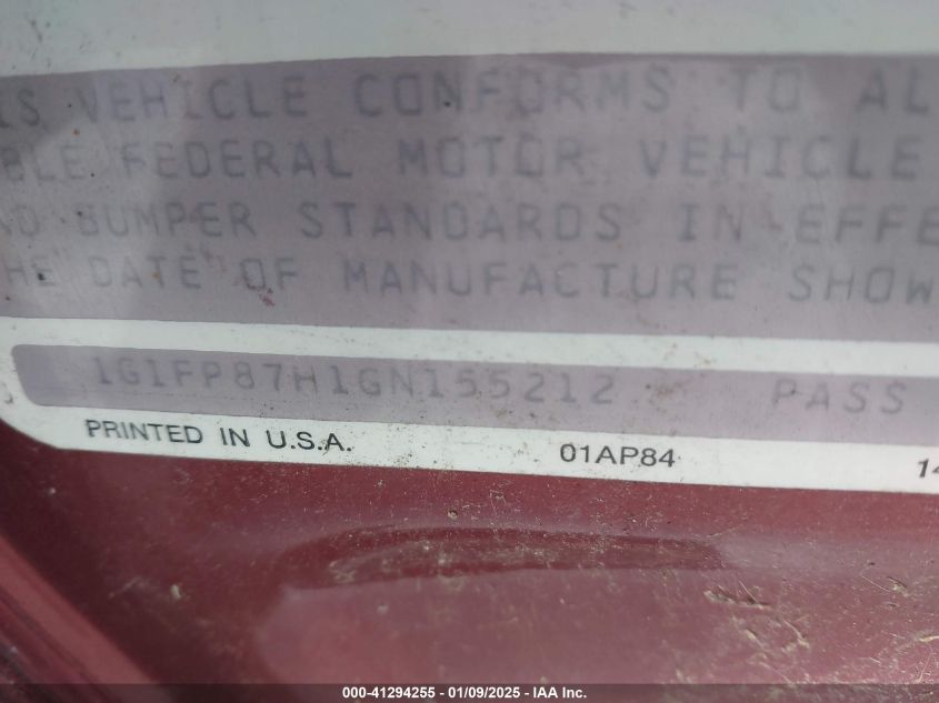 1985 Chevrolet Camaro VIN: 1G1FP87HXFL442512 Lot: 41294255