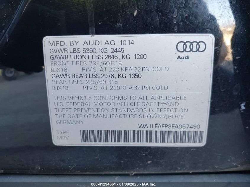 VIN WA1LFAFP3FA057490 2015 Audi Q5, 2.0T Premium no.9