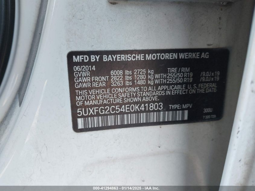 VIN 5UXFG2C54E0K41803 2014 BMW X6, Xdrive35I no.9