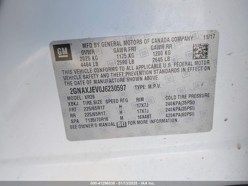 2018 CHEVROLET EQUINOX LT - 2GNAXJEV0J6230597