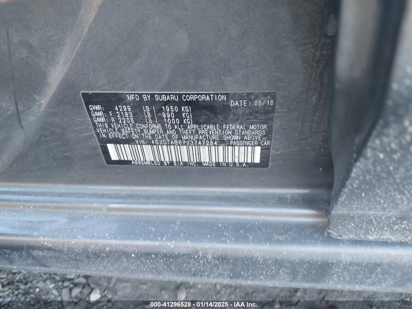 2018 SUBARU IMPREZA VIN: 4S3GTAB67J3747284