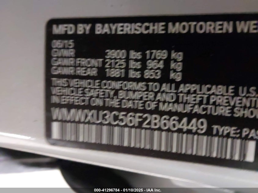 2015 MINI COOPER VIN: WMWXU3C56F2B66449