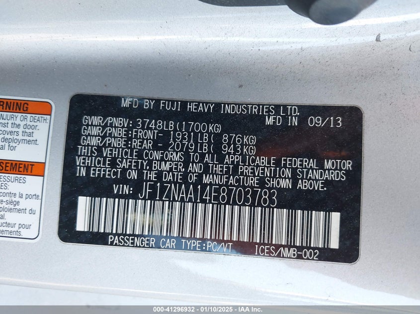 2014 SCION FR-S VIN: JF1ZNAA14E8703783