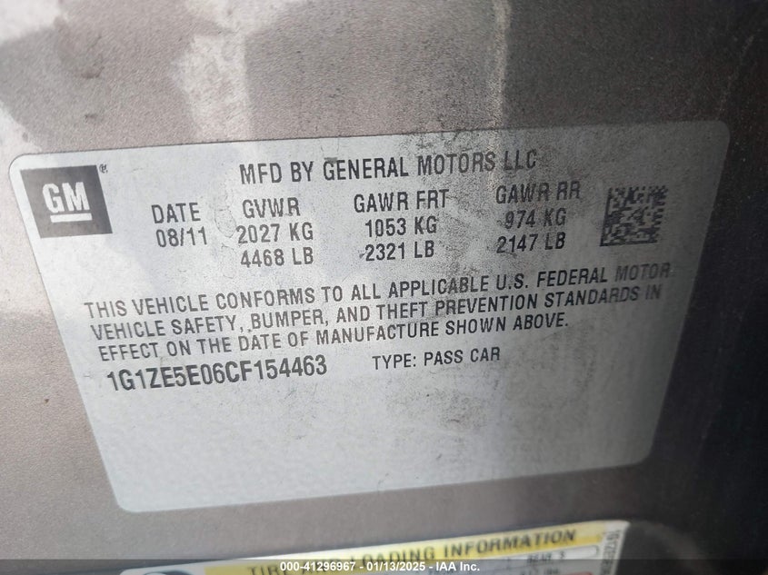 2012 CHEVROLET MALIBU VIN: 1G1ZE5E06CF154463