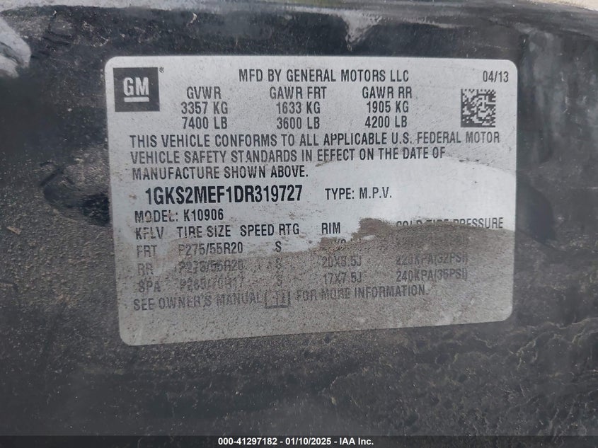 2013 GMC YUKON XL 1500 DENALI - 1GKS2MEF1DR319727