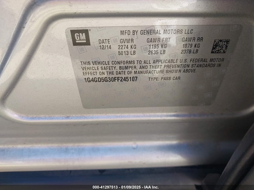 2015 BUICK LACROSSE PREMIUM - 1G4GD5G30FF245107