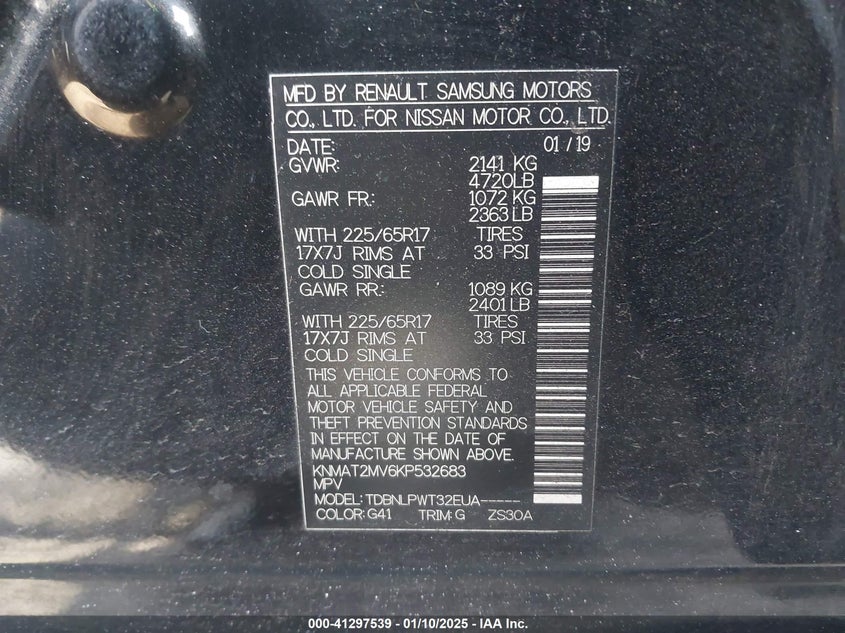 2019 NISSAN ROGUE S - KNMAT2MV6KP532683