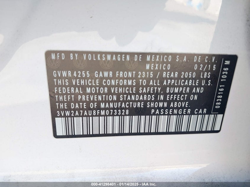 2015 VOLKSWAGEN GOLF TDI SEL 4-DOOR - 3VW2A7AU8FM073328