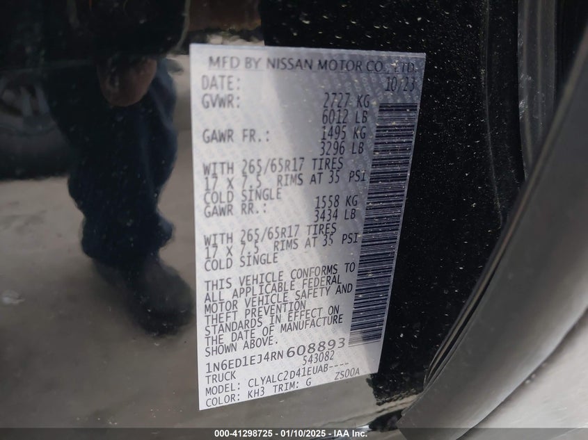 2024 NISSAN FRONTIER SV 4X2 - 1N6ED1EJ4RN608893