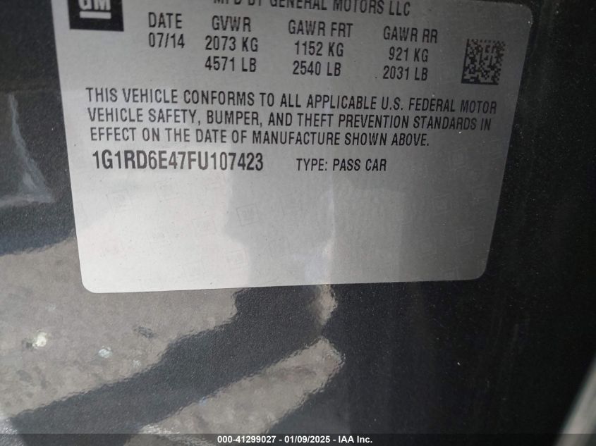 VIN 1G1RD6E47FU107423 2015 Chevrolet Volt no.9