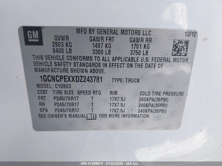 2013 CHEVROLET SILVERADO 1500 WORK TRUCK - 1GCNCPEXXDZ243781