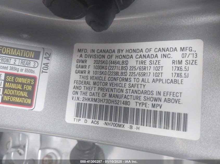 2013 HONDA CR-V EX-L - 2HKRM3H73DH521480