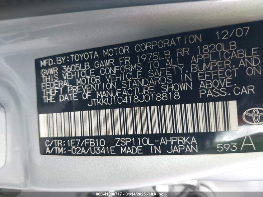 2008 SCION XD VIN: JTKKU10418J018818